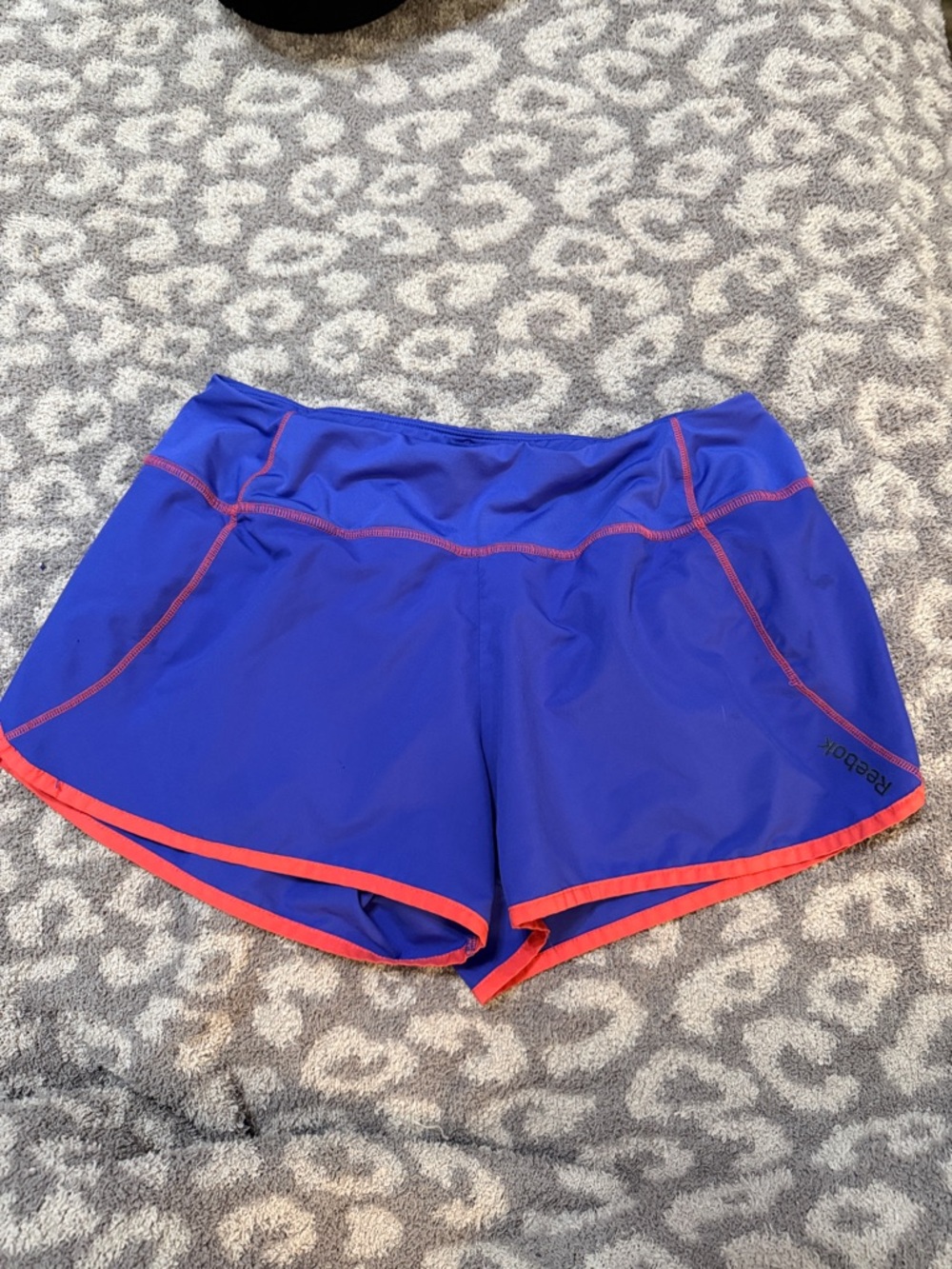 Reebok Women's Bright Blue Athletic Shorts with Coral Trim